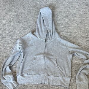 TNA (Aritzia) Light Gray Hooded Zip-Up Women’s Top small